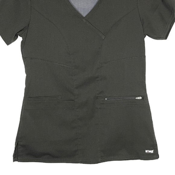 Gray's Anatomy Spandex Stretch Black Scrubs Top Size XXS - Picture 3 of 10